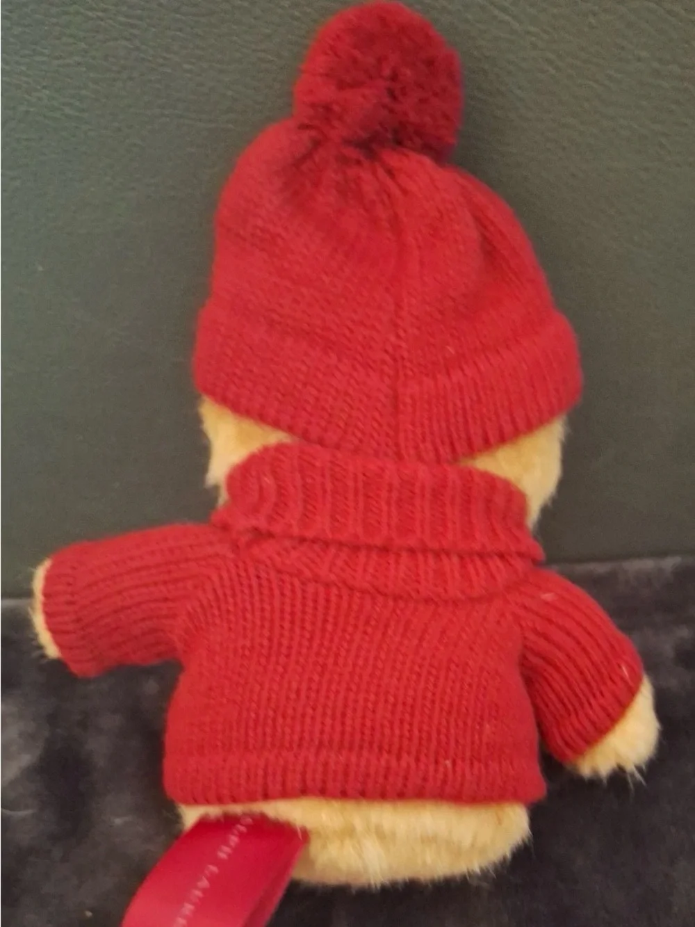 Ralph Lauren Red Knit Bear Plush with Embroidered Polo Logo